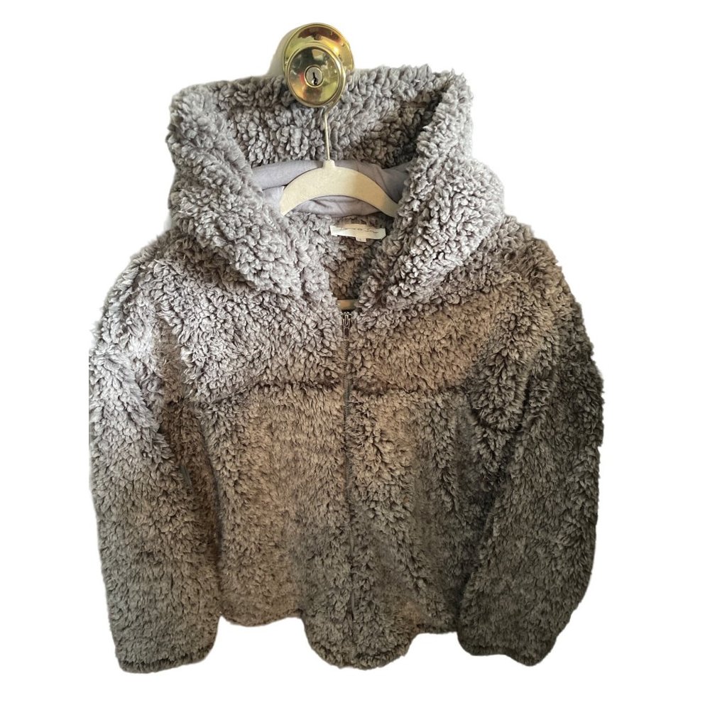 Paris To Jena Teddy Bear Coat jacket Hoodie Fuzzy Full zipper